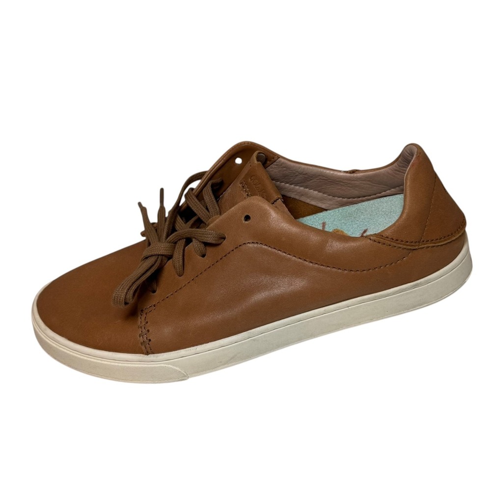 NEW OluKai Pehuea Li 'Ili Womens Sneakers Size 9.5 Brown Leather Convertible - Picture 2 of 6